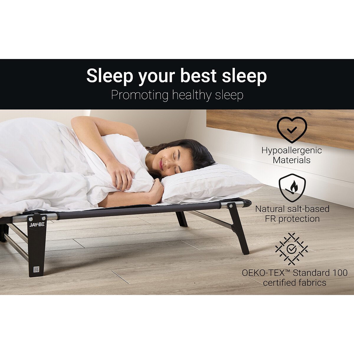 Jay-Be® Lite Folding Bed with e-Fibre Insulator Pad black, JAY-BE