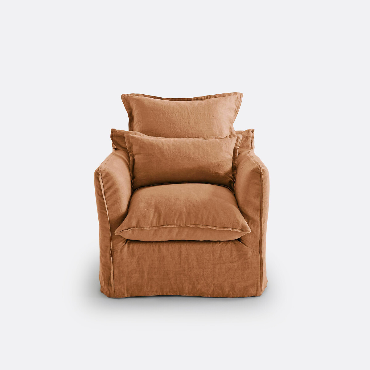 Housse de fauteuil en lin Odna tabac, LA REDOUTE INTERIEURS