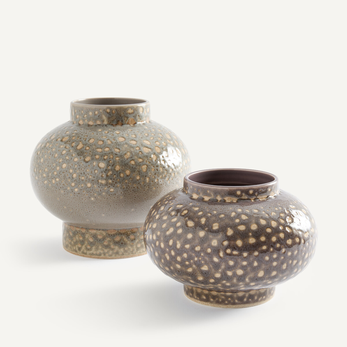 Vase rond en céramique émaillée tachetée, hauteur 12,5 cm, LECCIA violine mouchetée, AM.PM