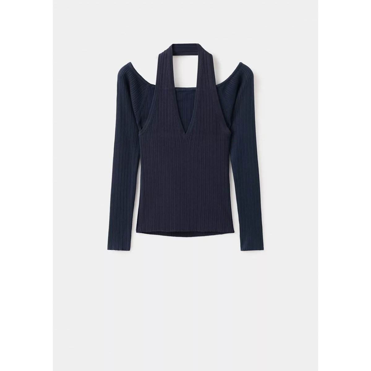 Top halter à manches longues bleu marine, MANGO TEEN