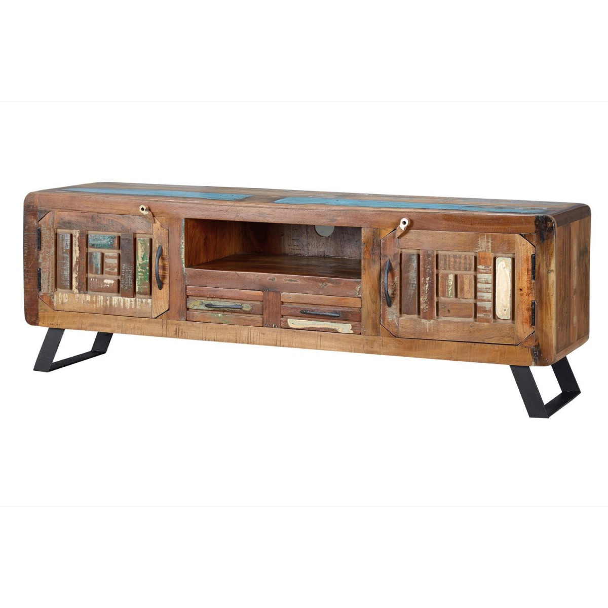 Meuble tv 2 tiroirs - CALYPSO marron, DECORATION D’AUTREFOIS