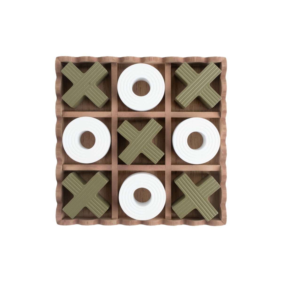 Ornement MDF TIC TAC TOE vert armée, PRESENT TIME