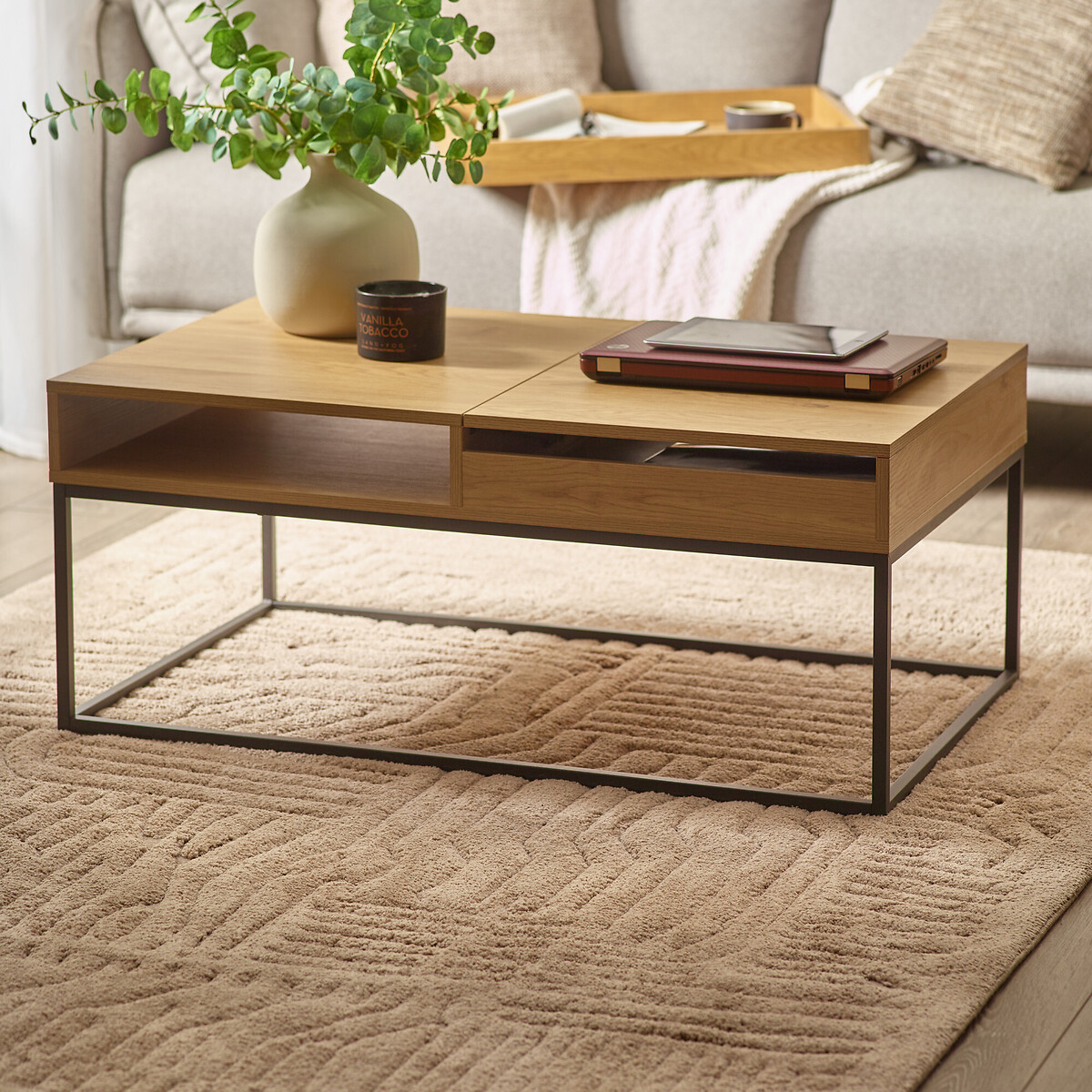 Kael Rectangular Storage Coffee Table oak, SO'HOME