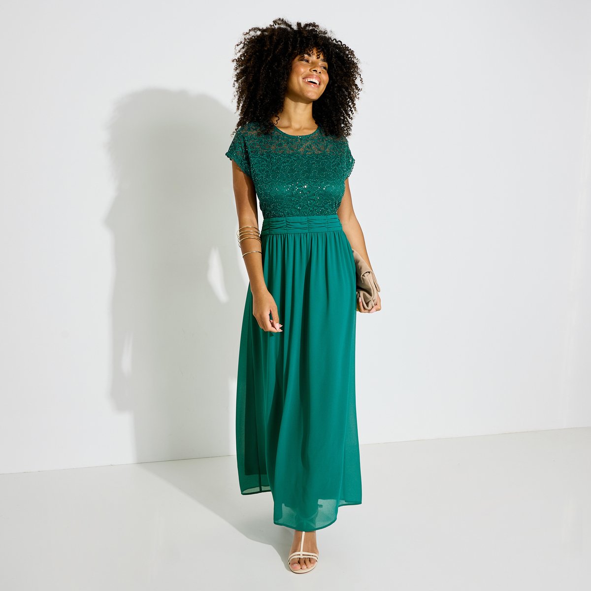 Robe longue cérémonie vert, GRAIN DE MALICE