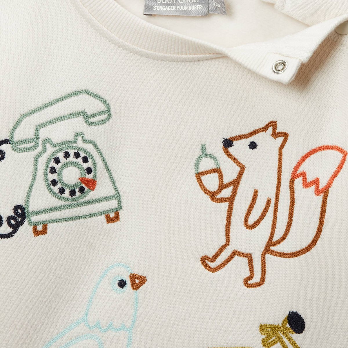 Sweat brodé en coton BIO GOTS naturel, BOUT'CHOU