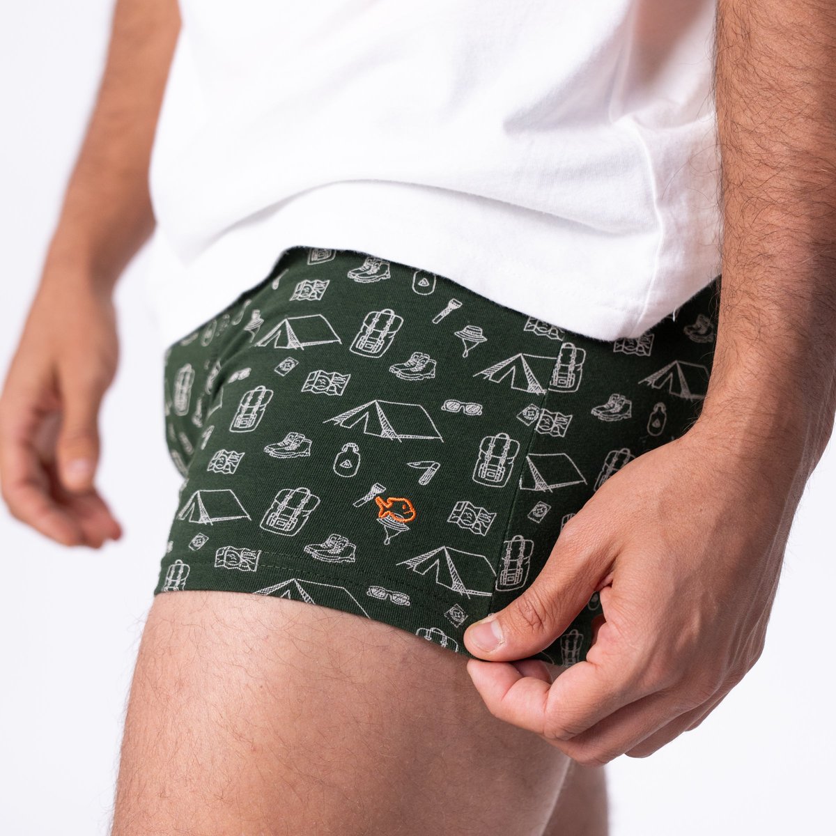 Boxer en coton biologique FANTAISIE vert, BILLYBELT