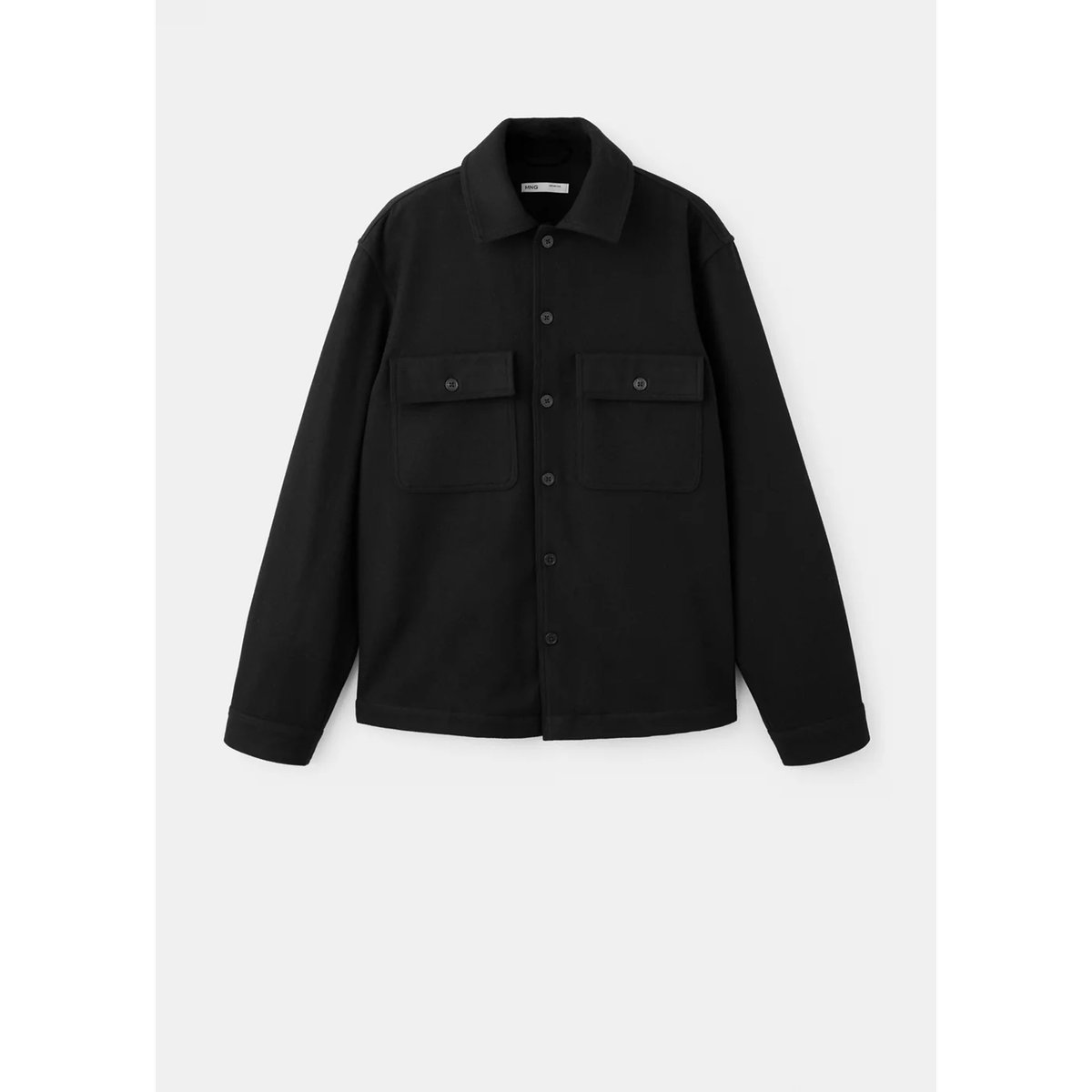 Surchemise laine mélangée poches noir, MANGO MAN