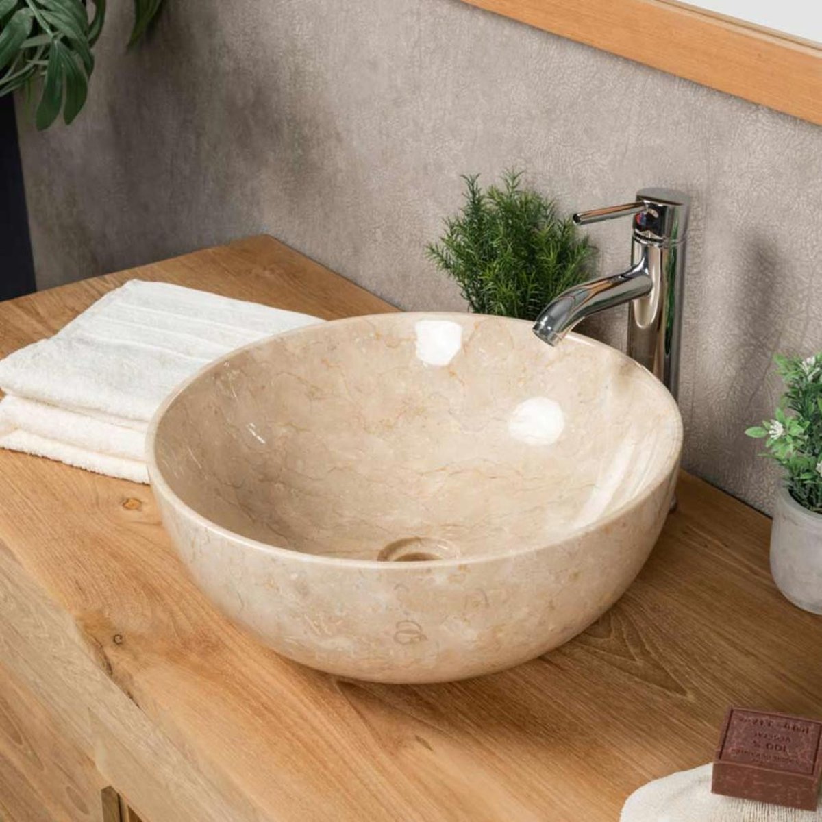 Vasque ronde à poser 40 cm LÉA crème, WANDA COLLECTION