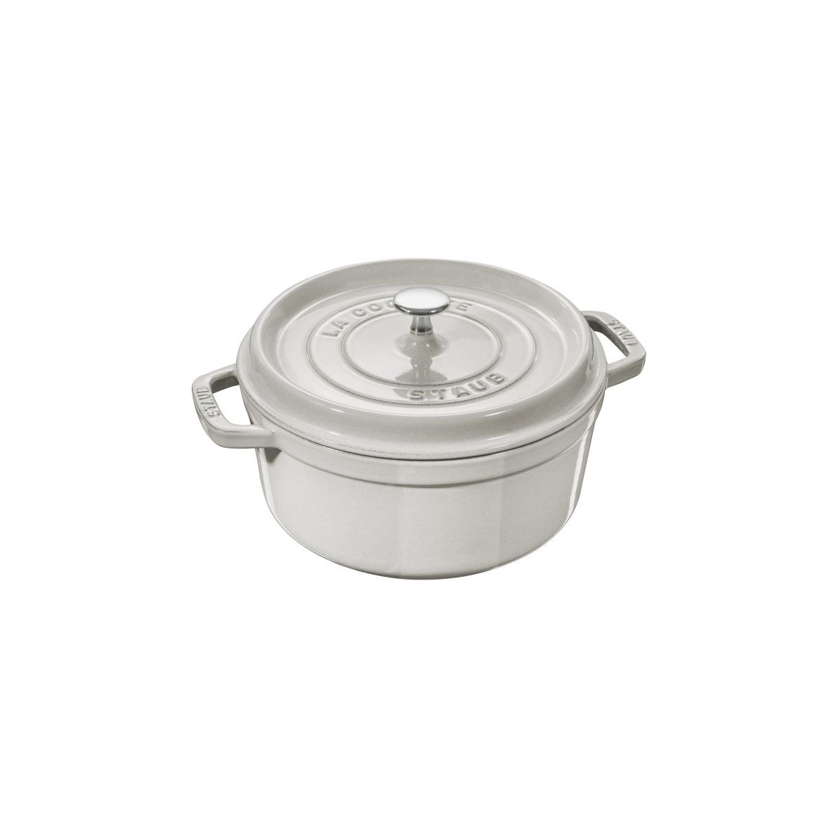 Cocotte ronde truffe blanche 22 cm blanc, STAUB