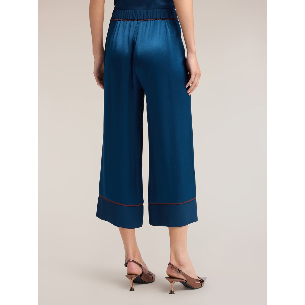Pantalon cropped avec détails contrastants bleu, MOTIVI