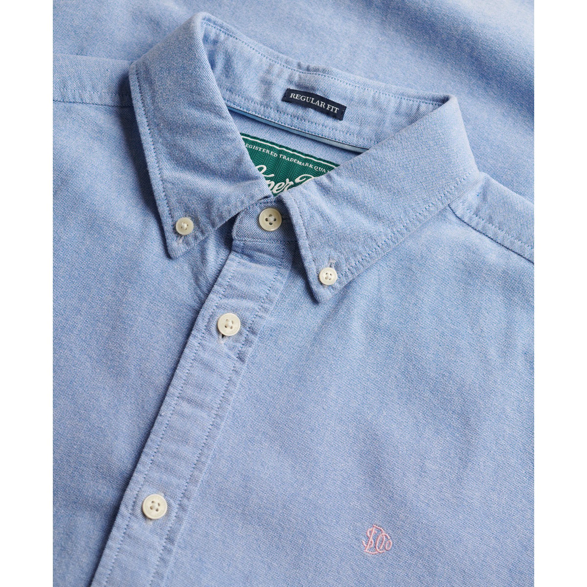 Chemise Oxford Preppy à manches courtes chambray bleu ciel, SUPERDRY