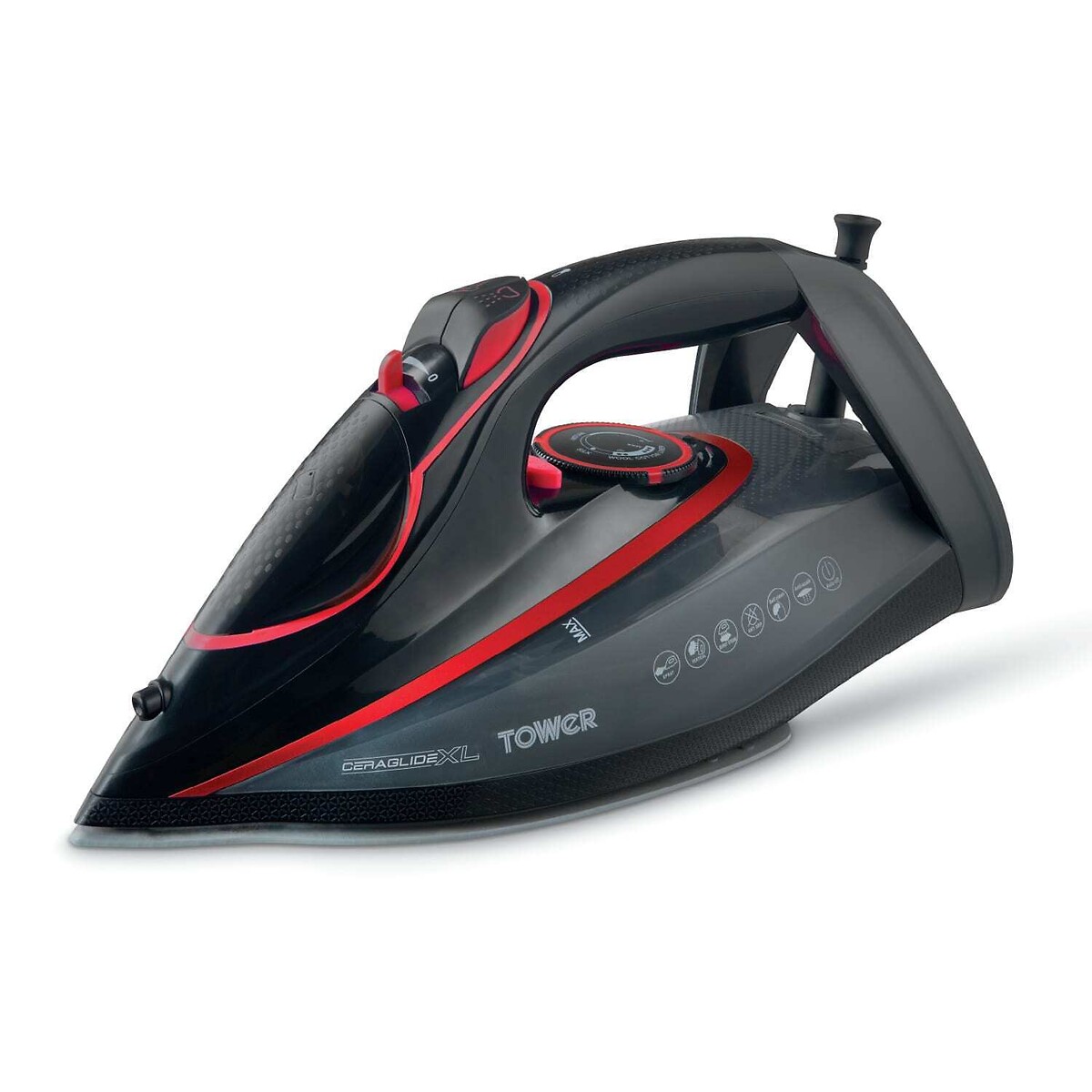 3100W Ceraglide Steam Iron with XL Soleplate - T22032 red, TOWER
