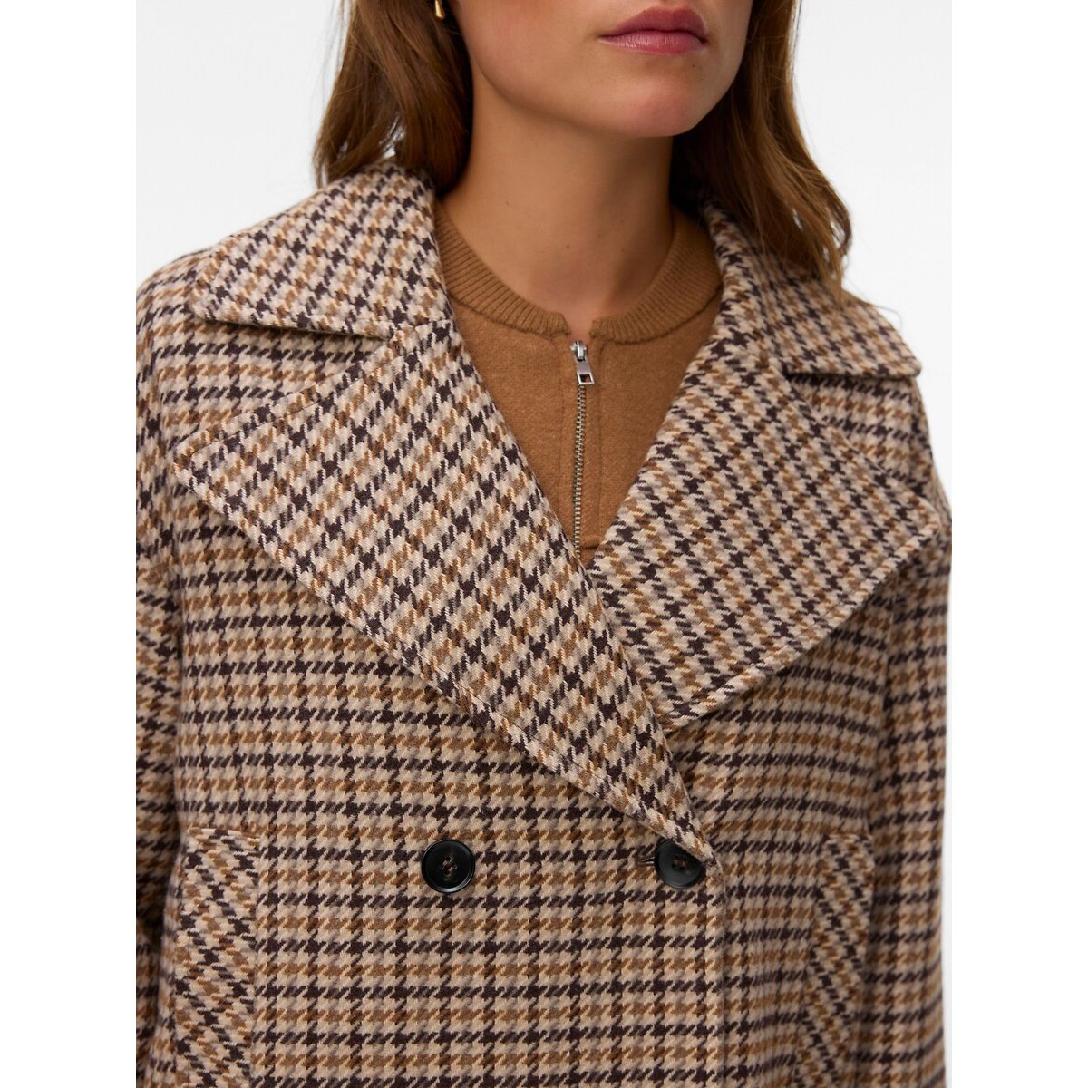 Manteau court à carreaux imprimé carreaux, VERO MODA