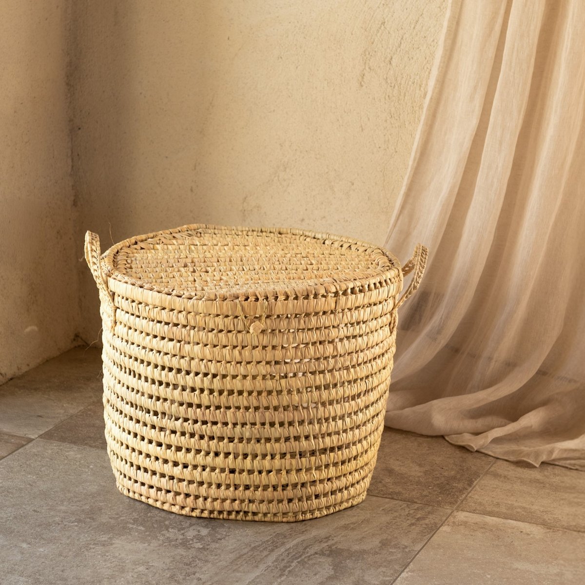 Malle ronde feuille de palmier - LOJI naturel, HOME MAISON