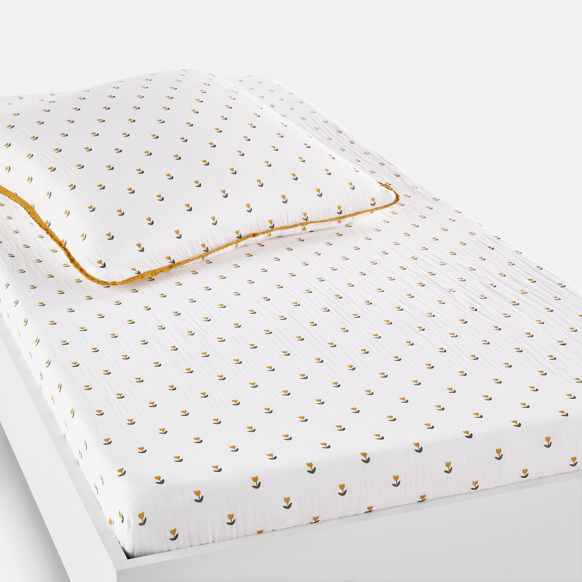 Drap-housse gaze de coton, Tulipe imprimé tulipe, LA REDOUTE INTERIEURS