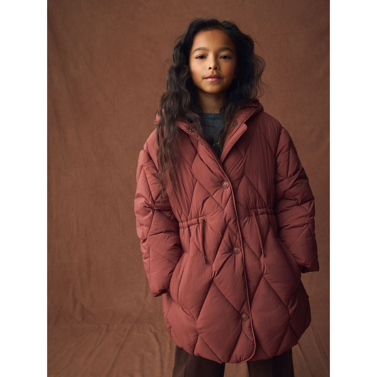 Doudoune imperméable cintrée marron rouille, NEXT