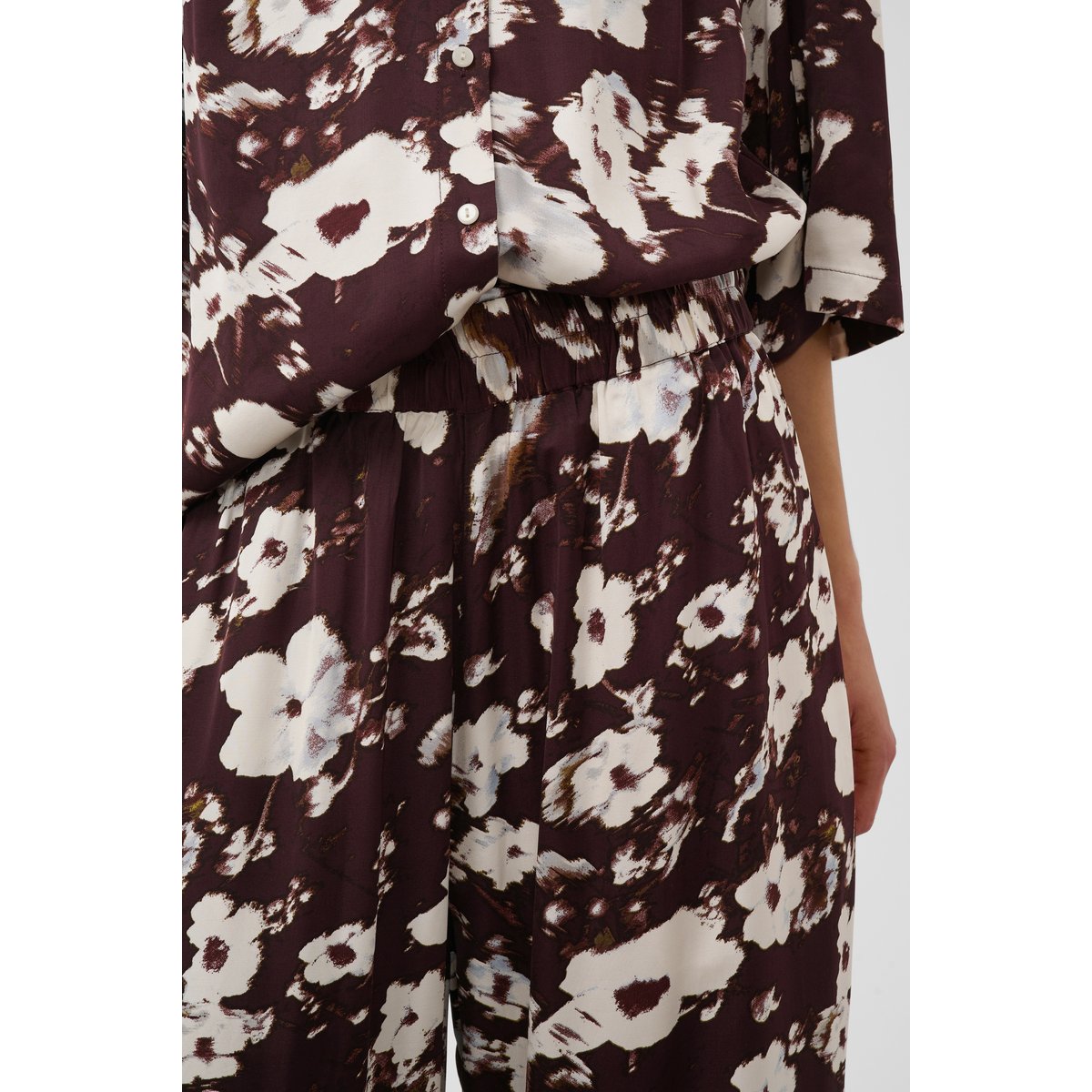 Pantalon Casual marron brown flower print, SOAKED IN LUXURY