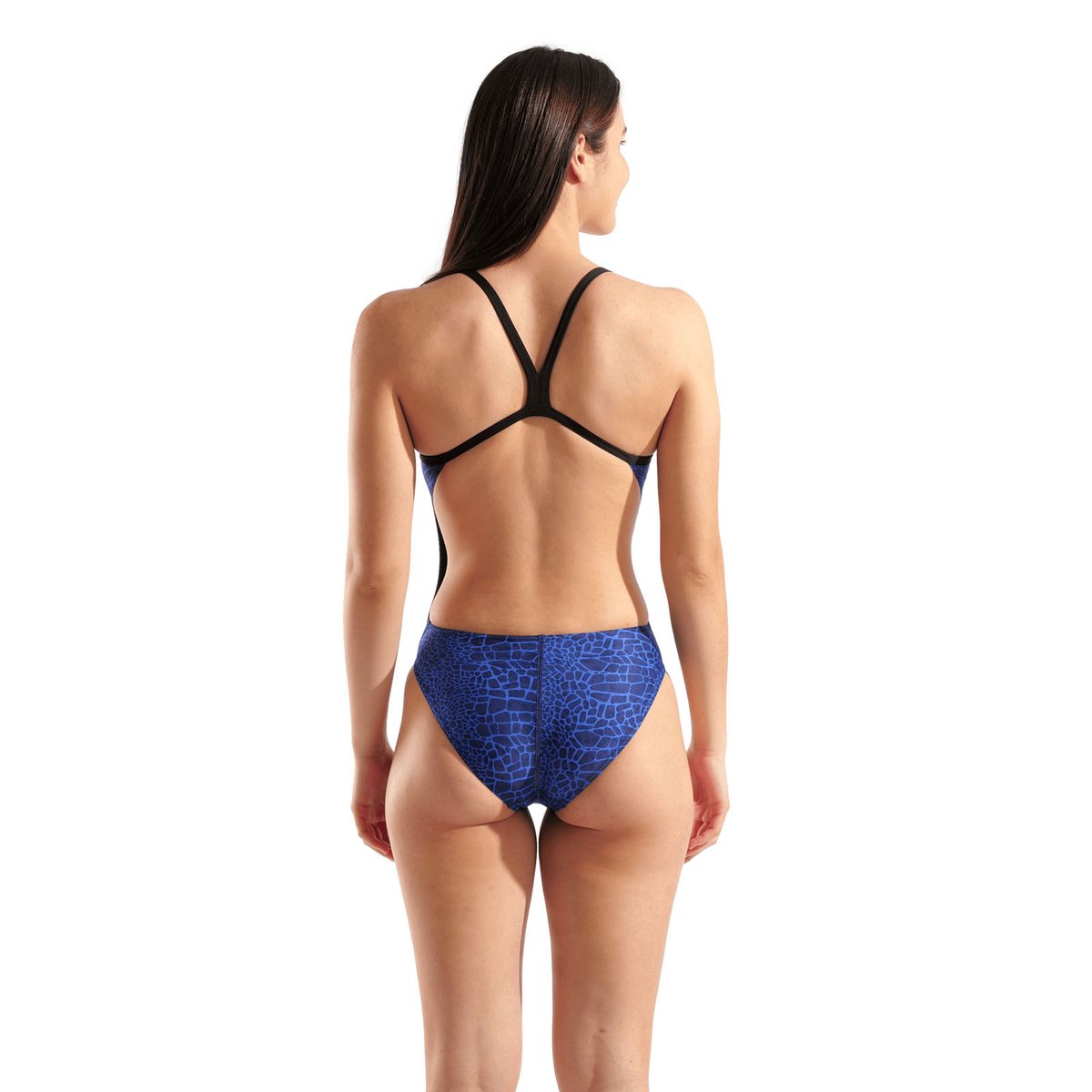 Maillot de bain arena Performance Snakeskin Challenge Back pour femmes black-team royal, ARENA