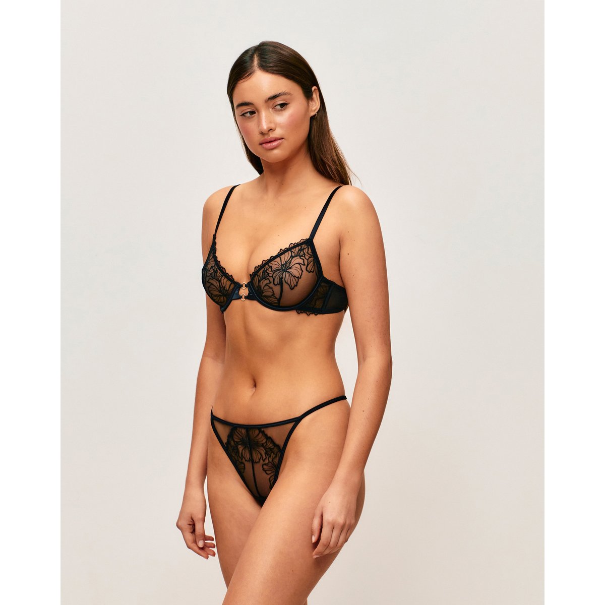 Soutien-gorge corbeille broderies MENALIZ NUDIZ noir, UNDIZ