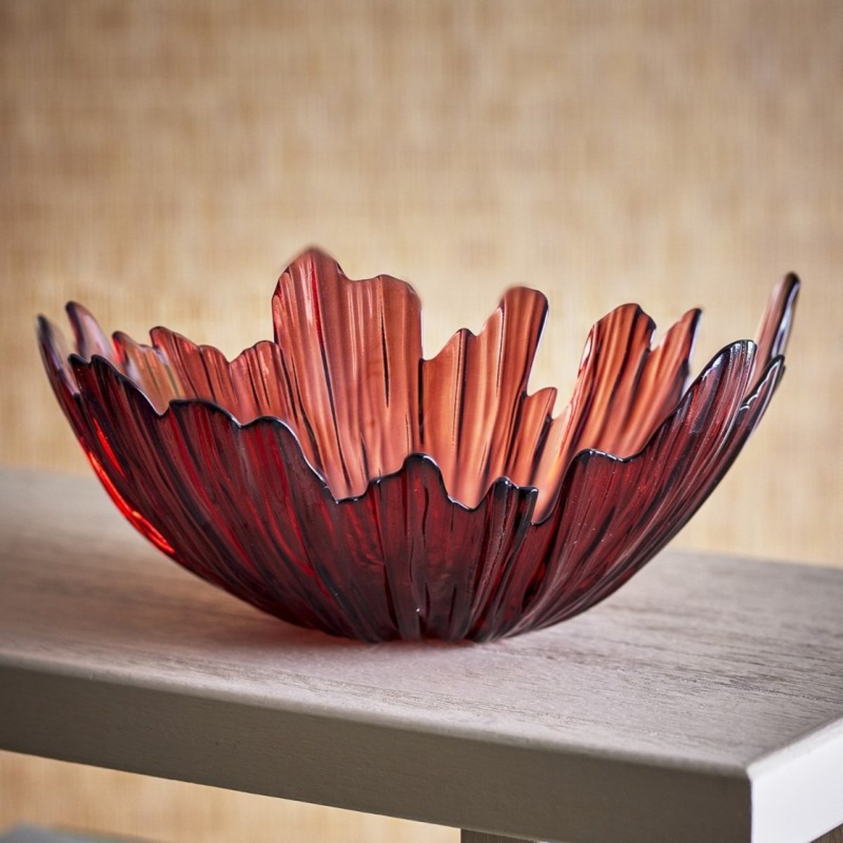 Corbeille à fruits design verre Aila rouge bordeaux, BLOOMINGVILLE