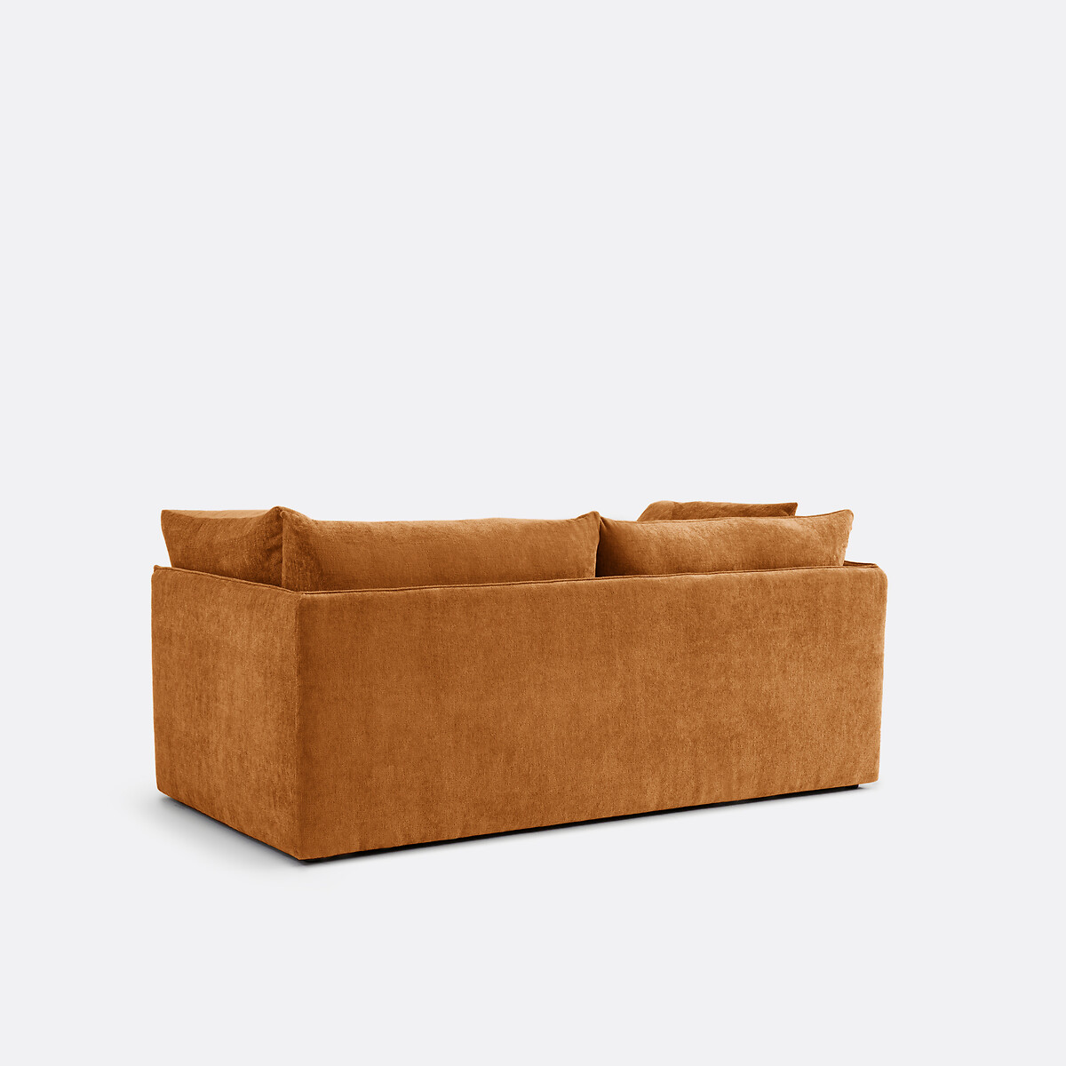 Sofá direito, 3 lugares, em veludo texturado espesso, MALO castanho-esquilo, LA REDOUTE INTERIEURS