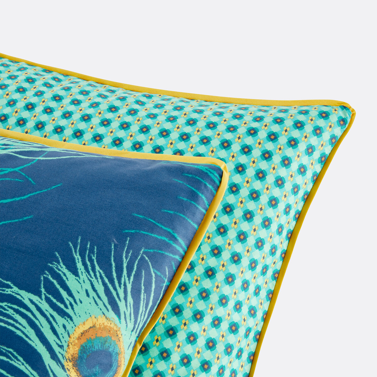 Taie percale de coton, Shakhra bleu/vert/jaune, LA REDOUTE INTERIEURS