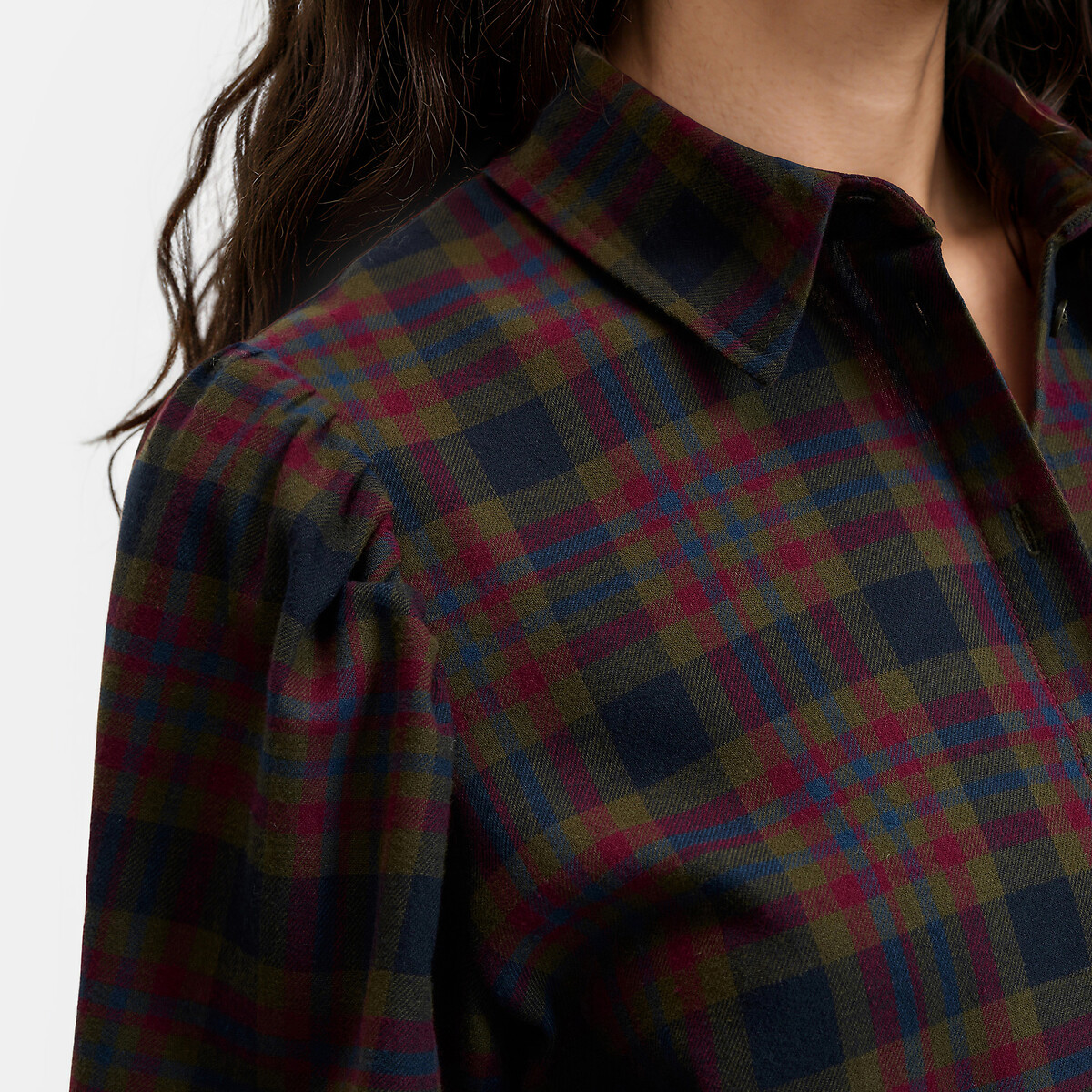 Robe courte à carreaux avec foulard carreaux bleu/bordeaux, LA REDOUTE COLLECTIONS