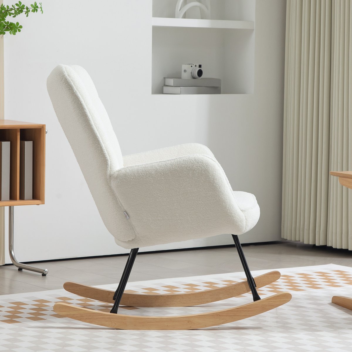 Fauteuil à bascule Revêtement bouclette Blanc blanc, HOMCOM