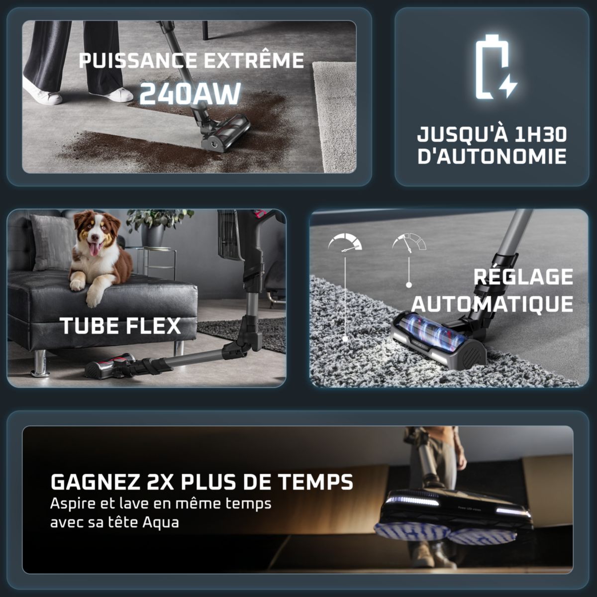 Aspirateur balai X-Force Flex 14.80 Aqua RH9BC1WO couleur unique, ROWENTA