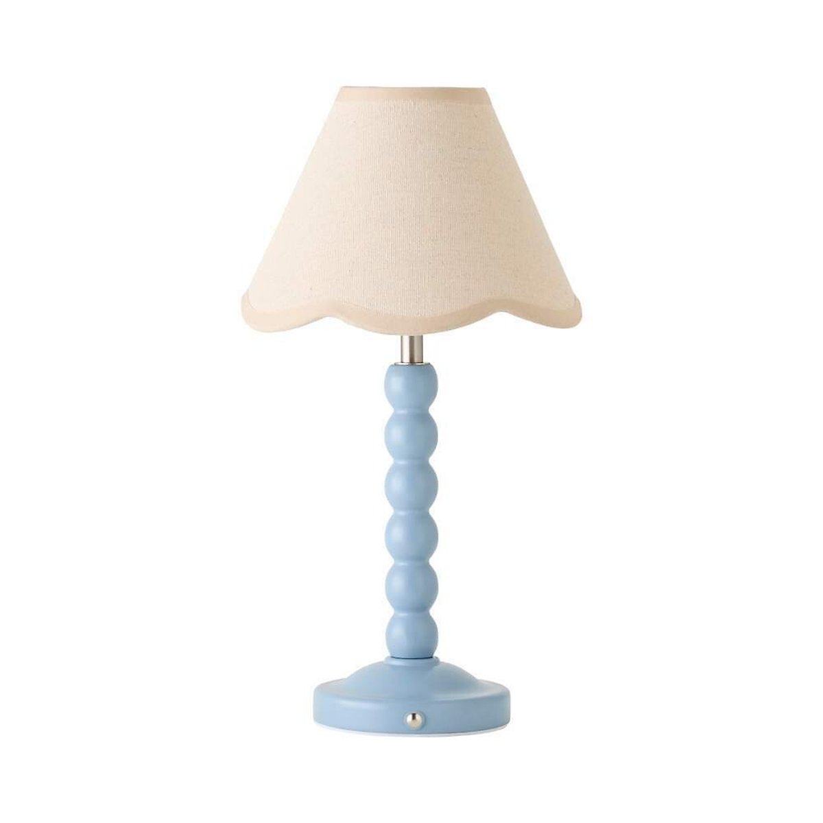 Bobbie Painted Bobbin Rechargeable Table Lamp with Natural Scallop Shade blue, SO'HOME