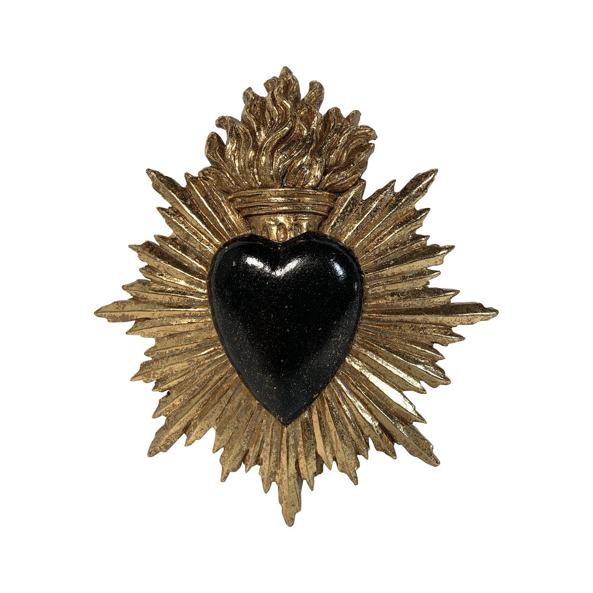 Déco murale ex-voto coeur 15x17cm noir, EMDE