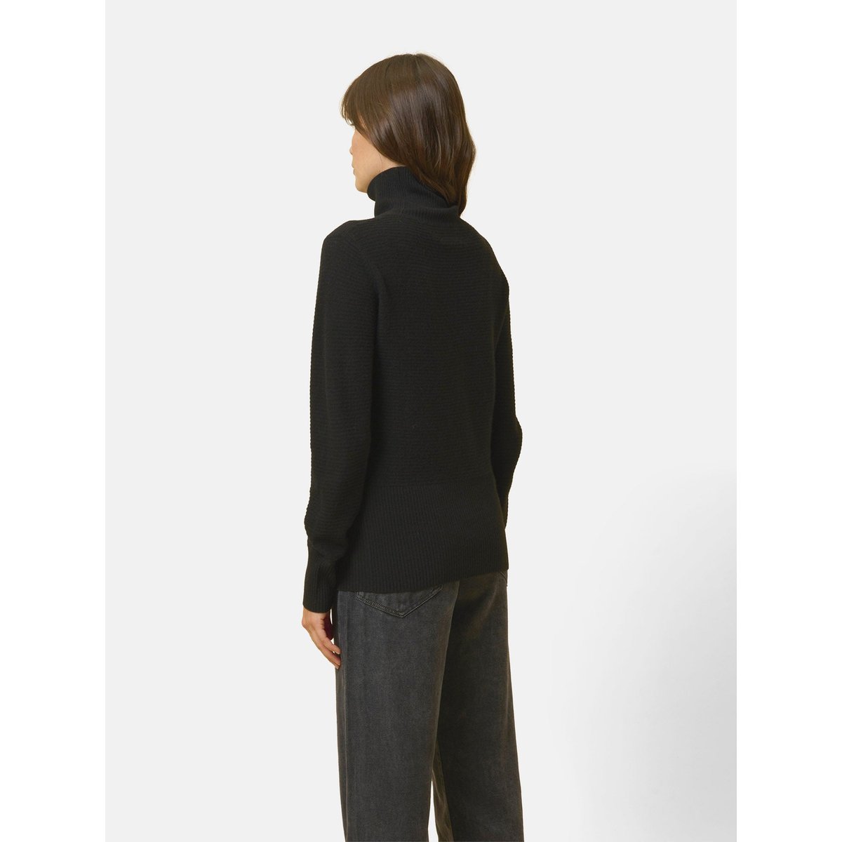 Pull Col Roulé Noir Udny noir, JUST CASHMERE