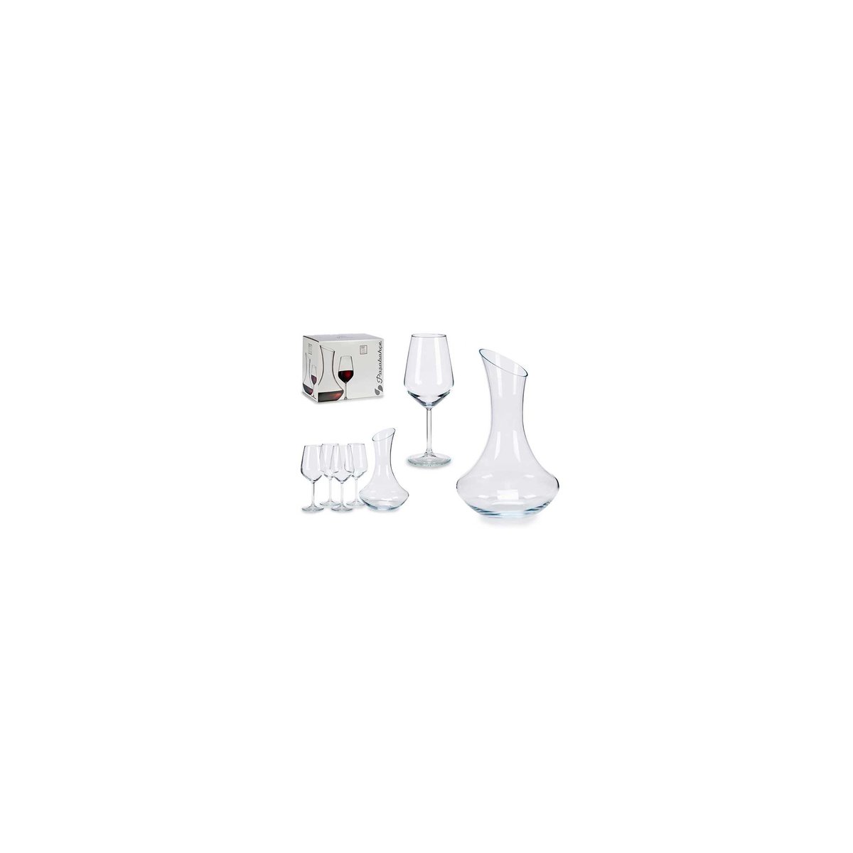 Set de 4 Verres à Vin + Carafe Décanteur Vin transparent, WADIGA