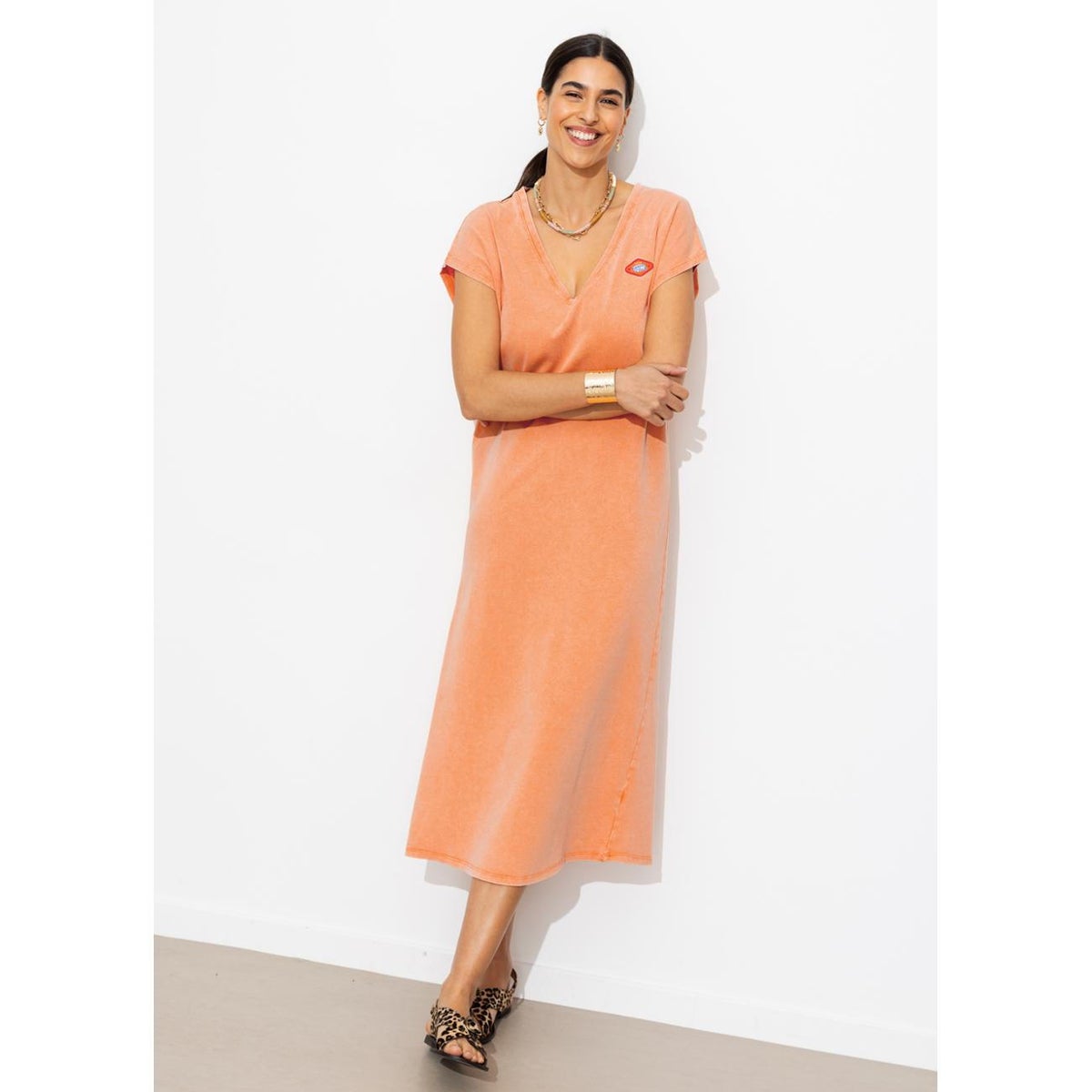 Robe longue en jersey orange, PROMOD