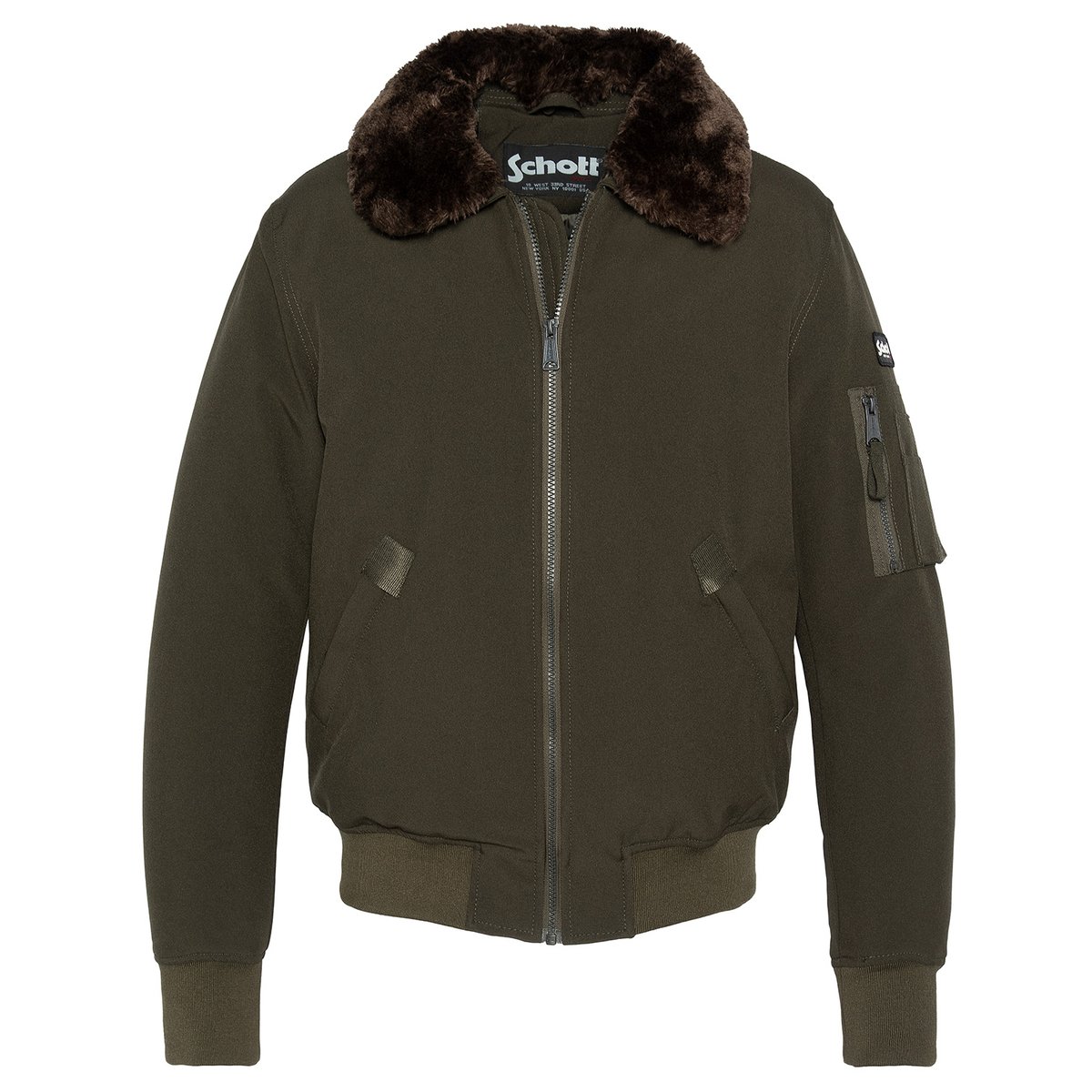 Blouson court col chemise, mi-saison noir, SCHOTT