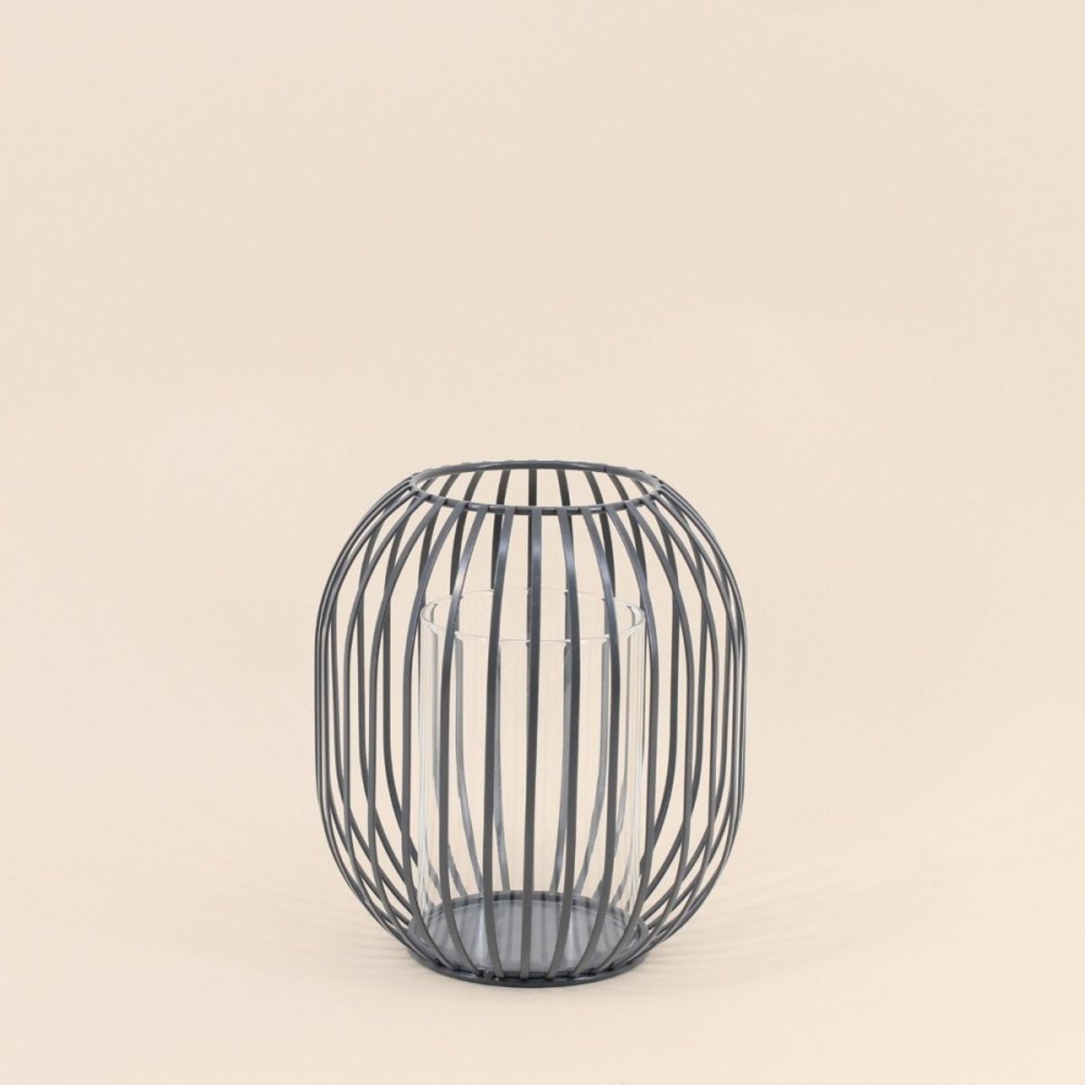 Lanterne ronde en métal filaire gris, ORNAMI