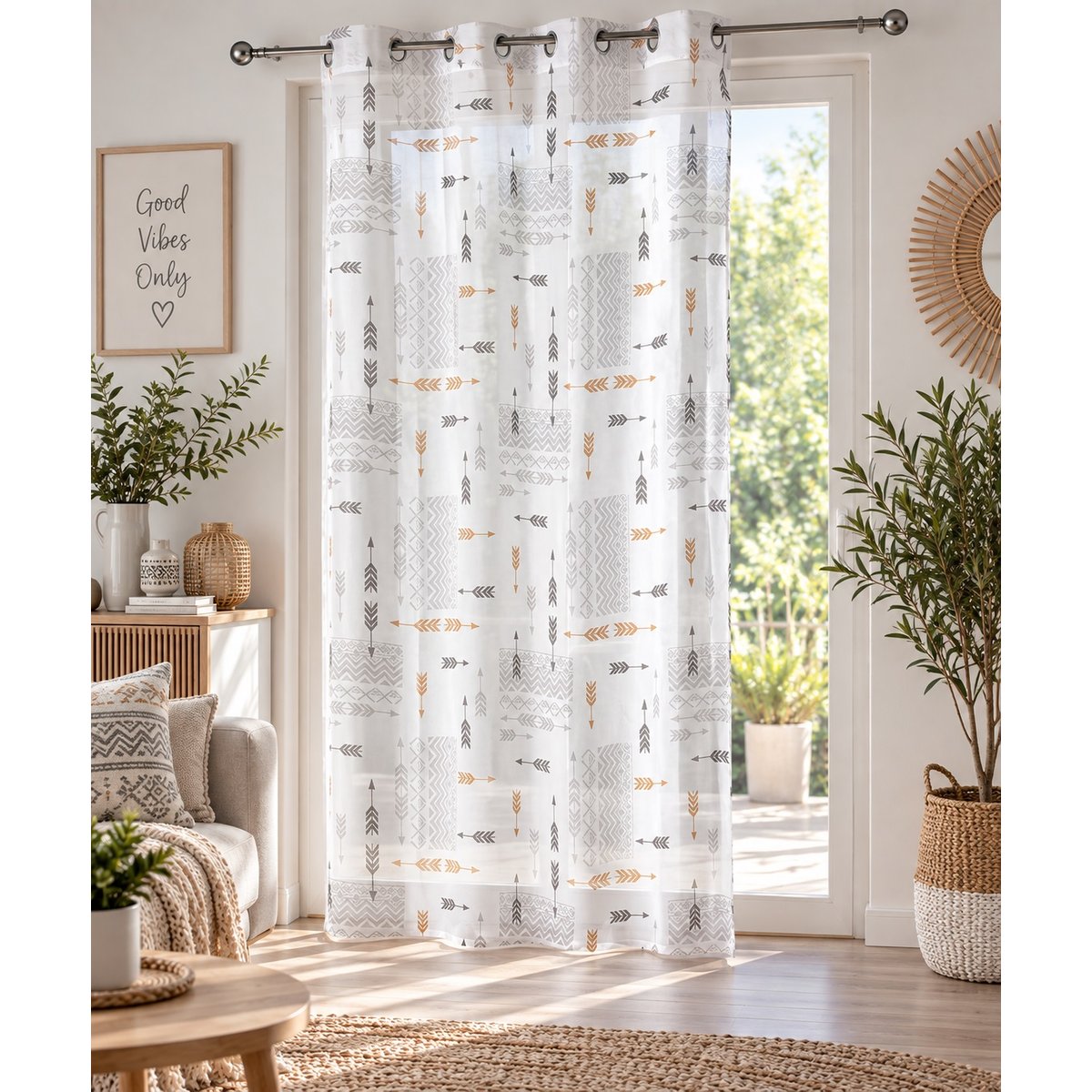 Panneau a oeillets Voile Boho blanc, EDEN