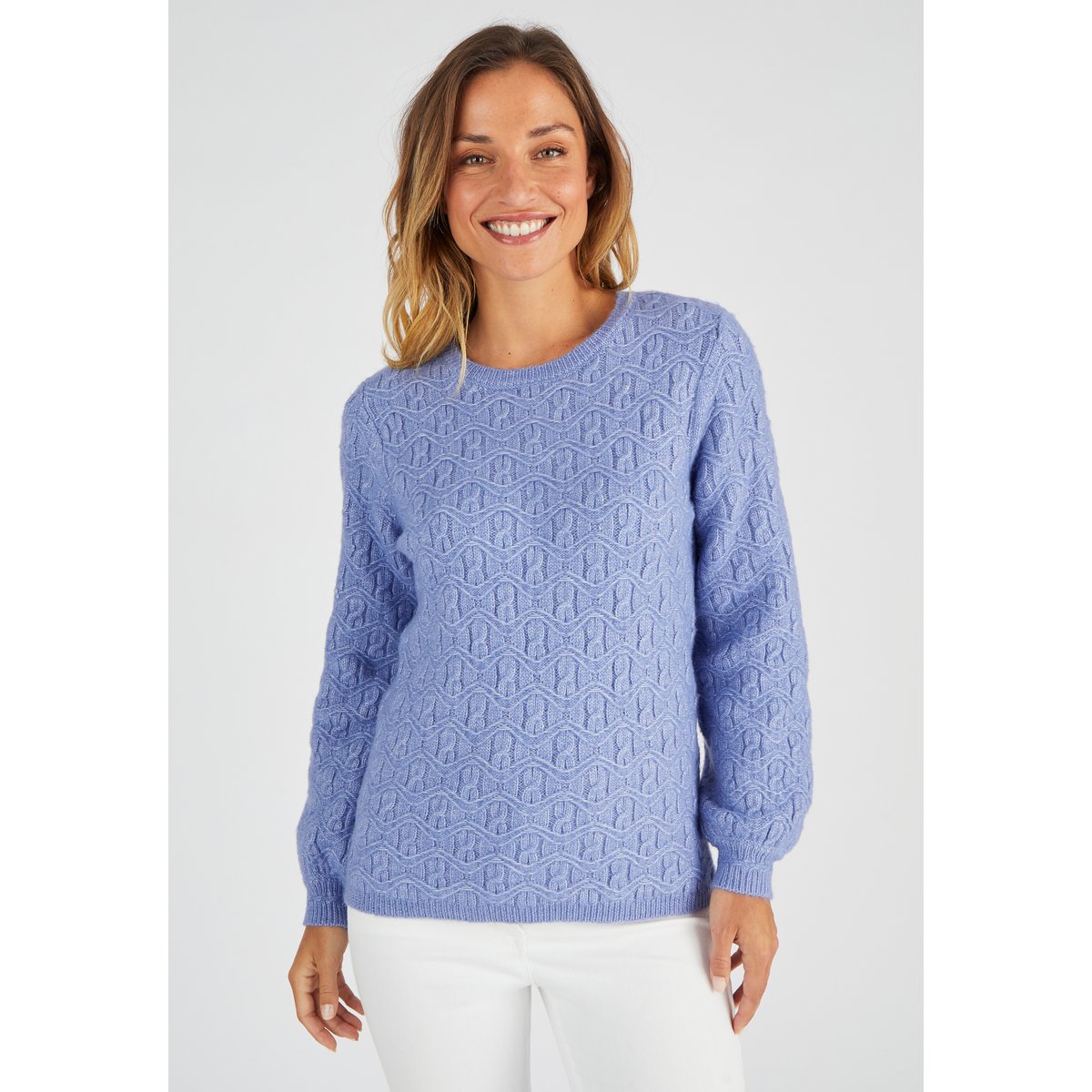 Pull maille fantaisie Thermolactyl bleu, DAMART