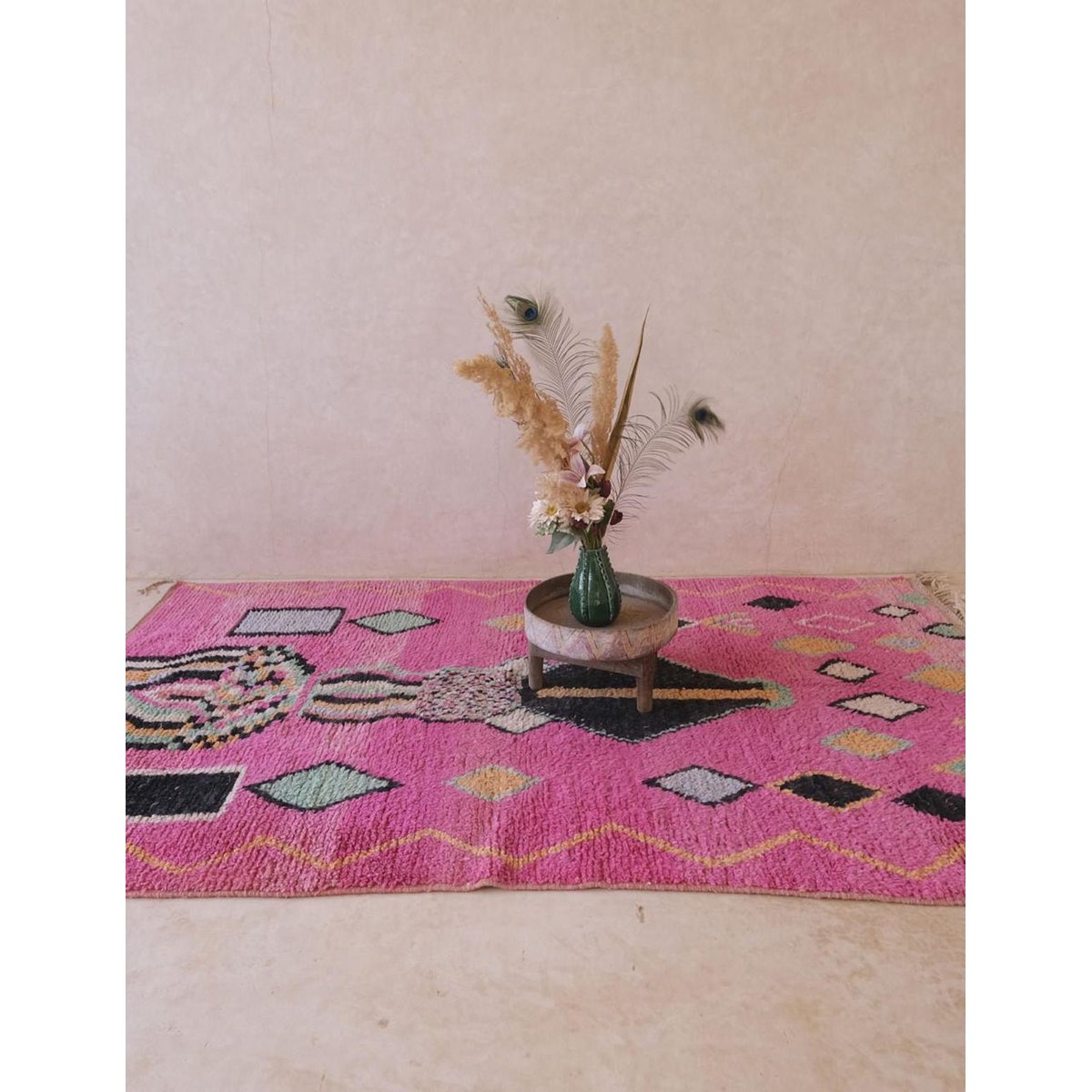 Tapis berbère marocain pure laine 172 x 273 cm rose poudrée, AFK LIVING