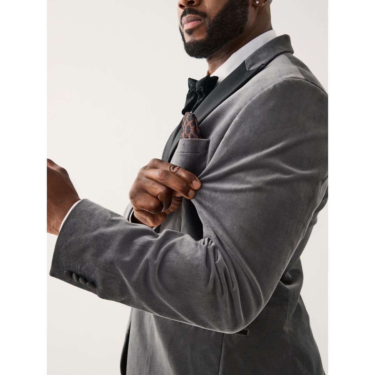 Blazer moulant en velours et motionflex gris, NEXT