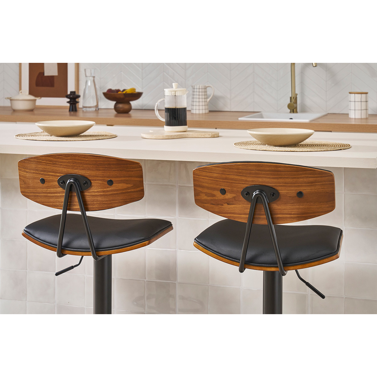 Tabourets de bar design réglables (lot de 2) VASCO noir, MILIBOO