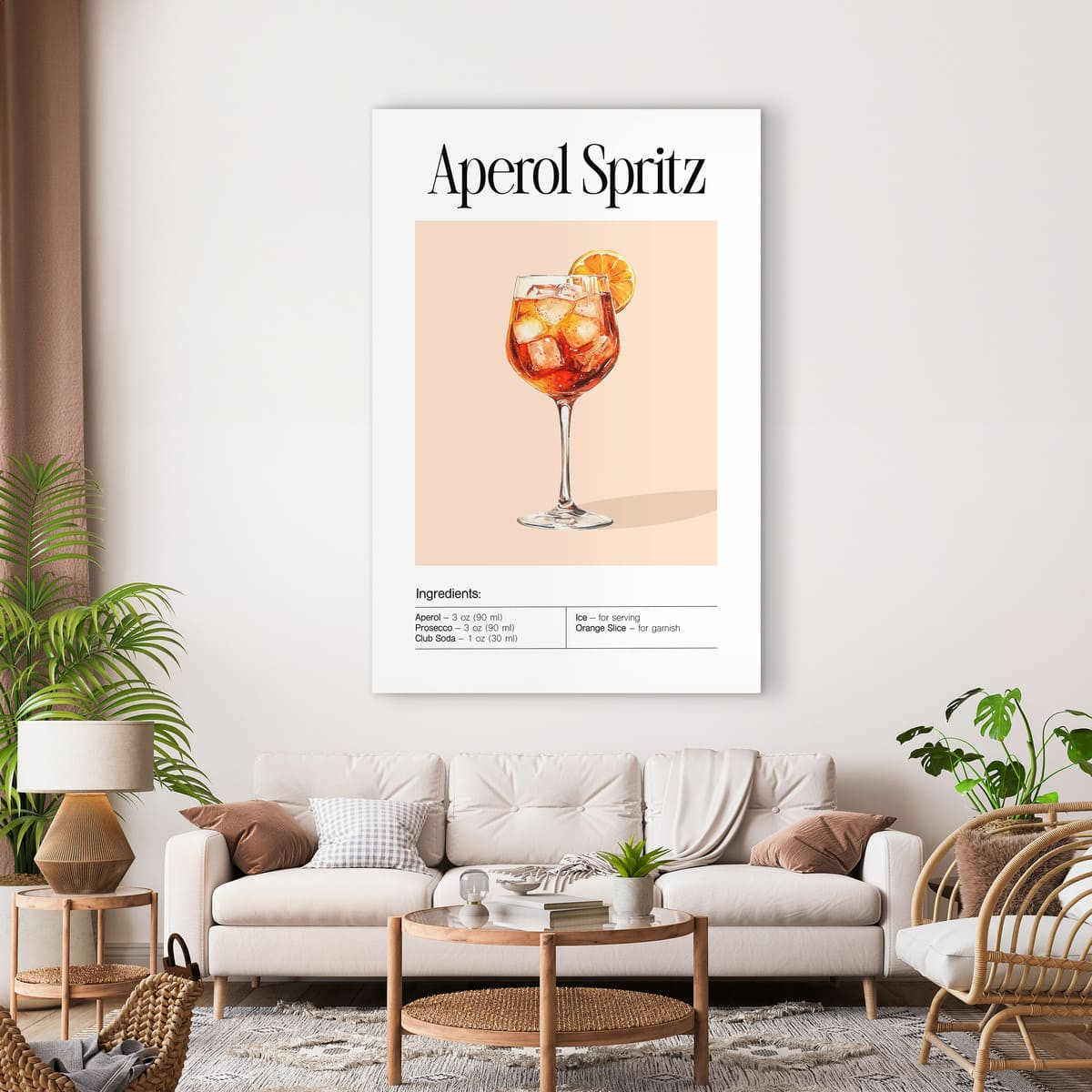 Tableau Mural Aperol Spritz COCKTAIL tableau en verre synthétique, CEANOTHE