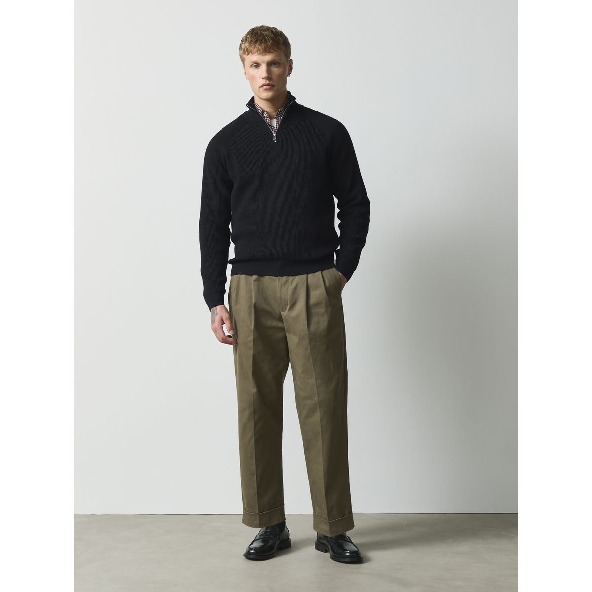 Pull essential texturé à col zippé, lot de 2 noir/gris, NEXT