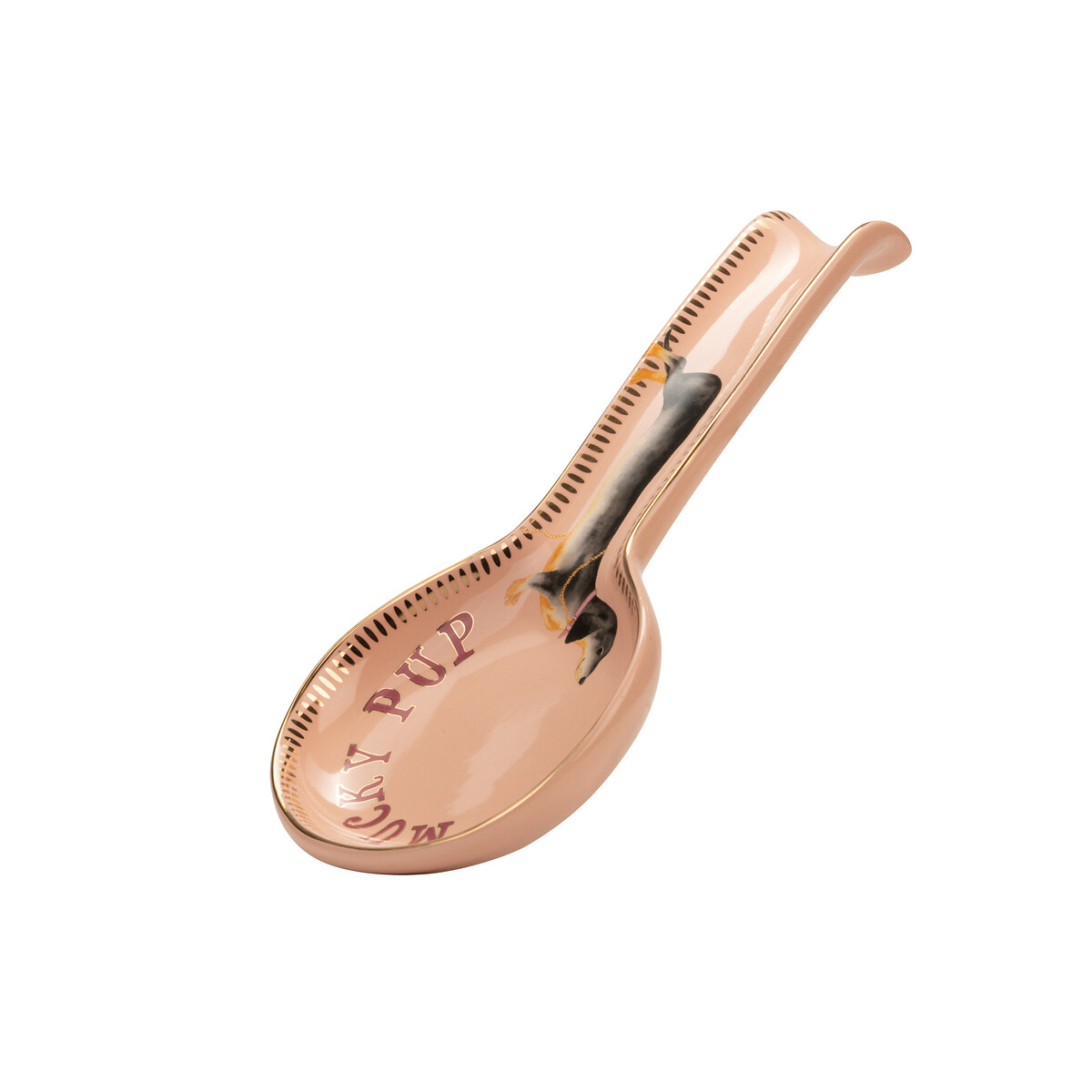 Ceramic Doggie "Mucky Pup" Spoon Rest pink, YVONNE ELLEN
