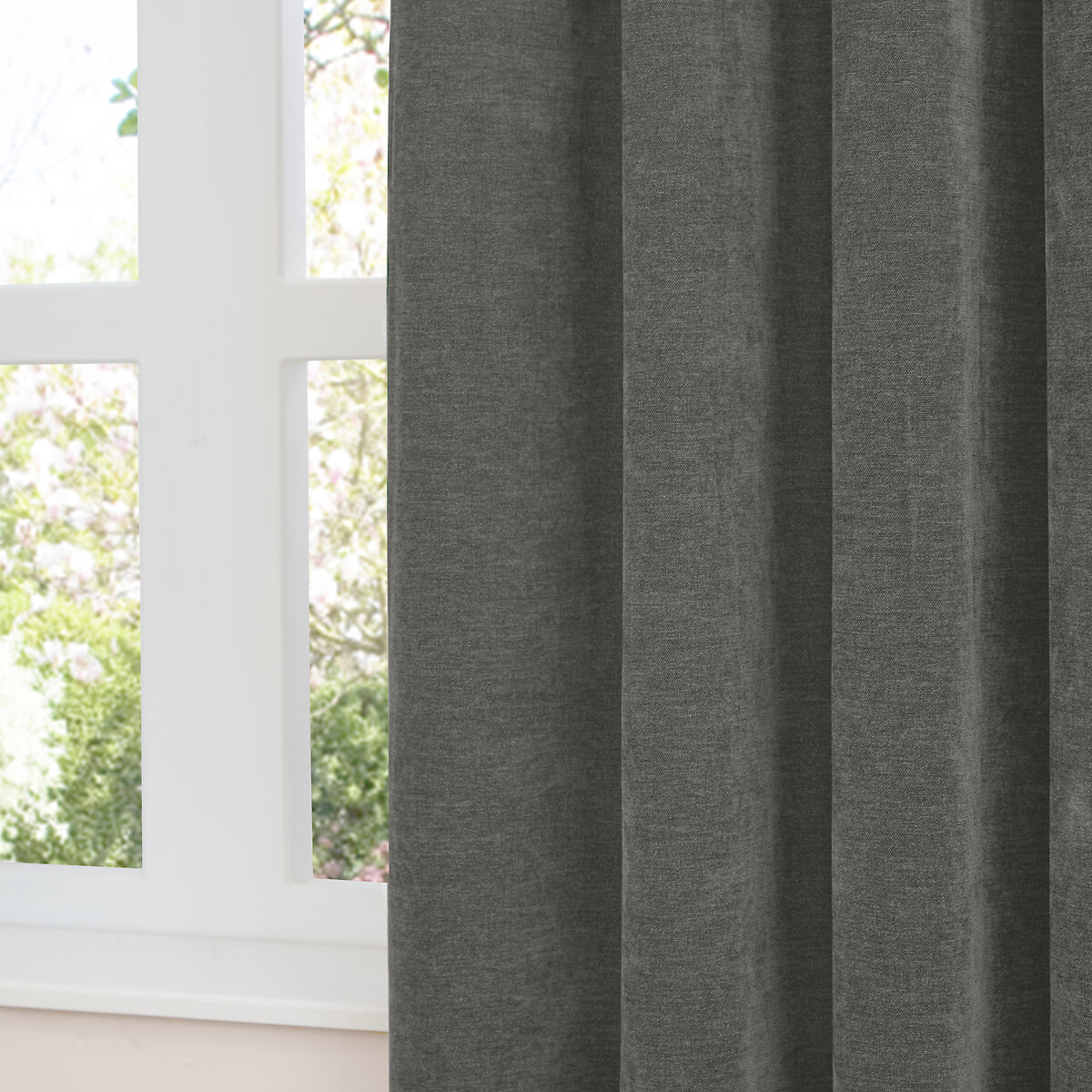 Soft Chenille Blackout Eyelet Curtains charcoal, FURN.