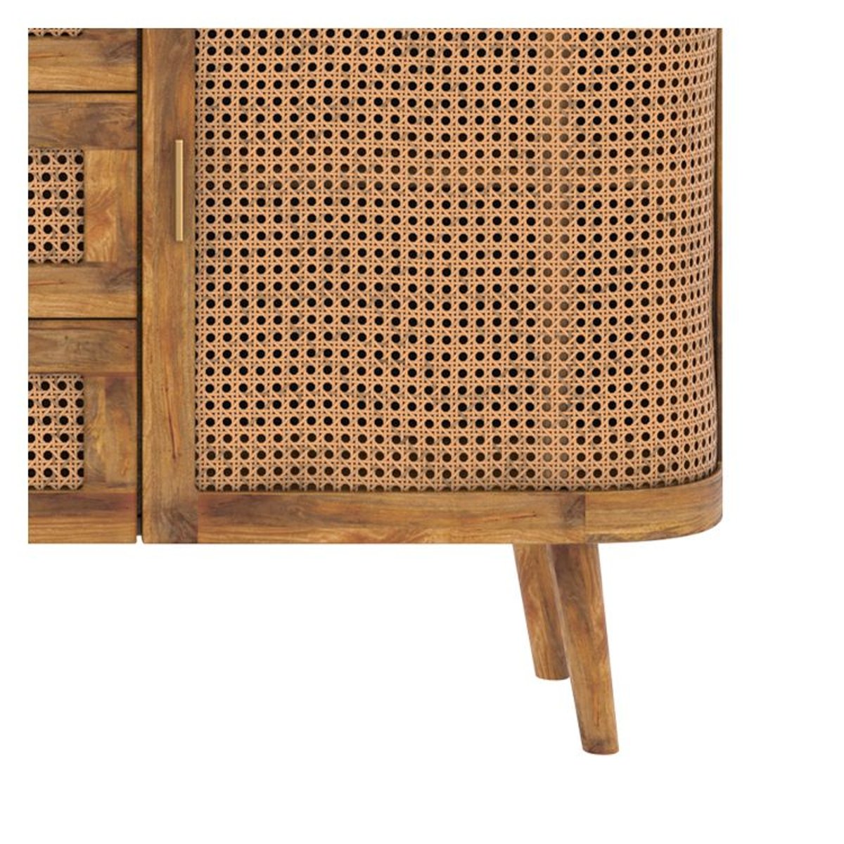 Buffet 2 portes et 3 tiroirs en cannage - WAVA marron clair, MAISON PAVANE