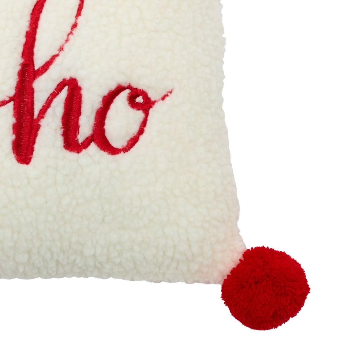 Coussin de Noël sherpa ho ho ho crème, FEERIC LIGHTS & CHRISTMAS