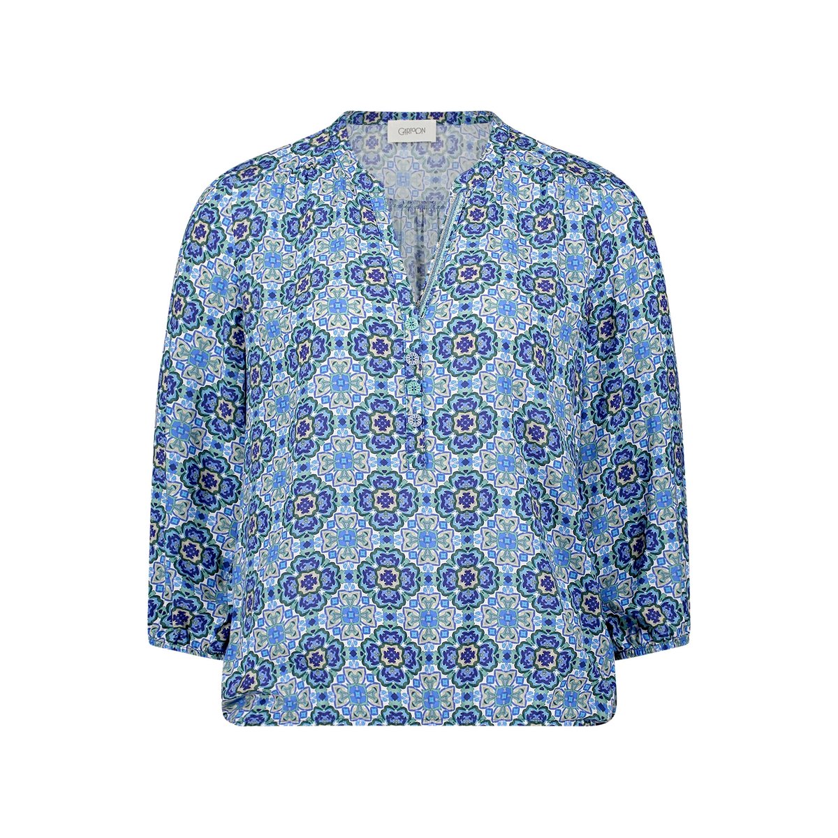 Blouse casual à motifs bleu/vert, CARTOON