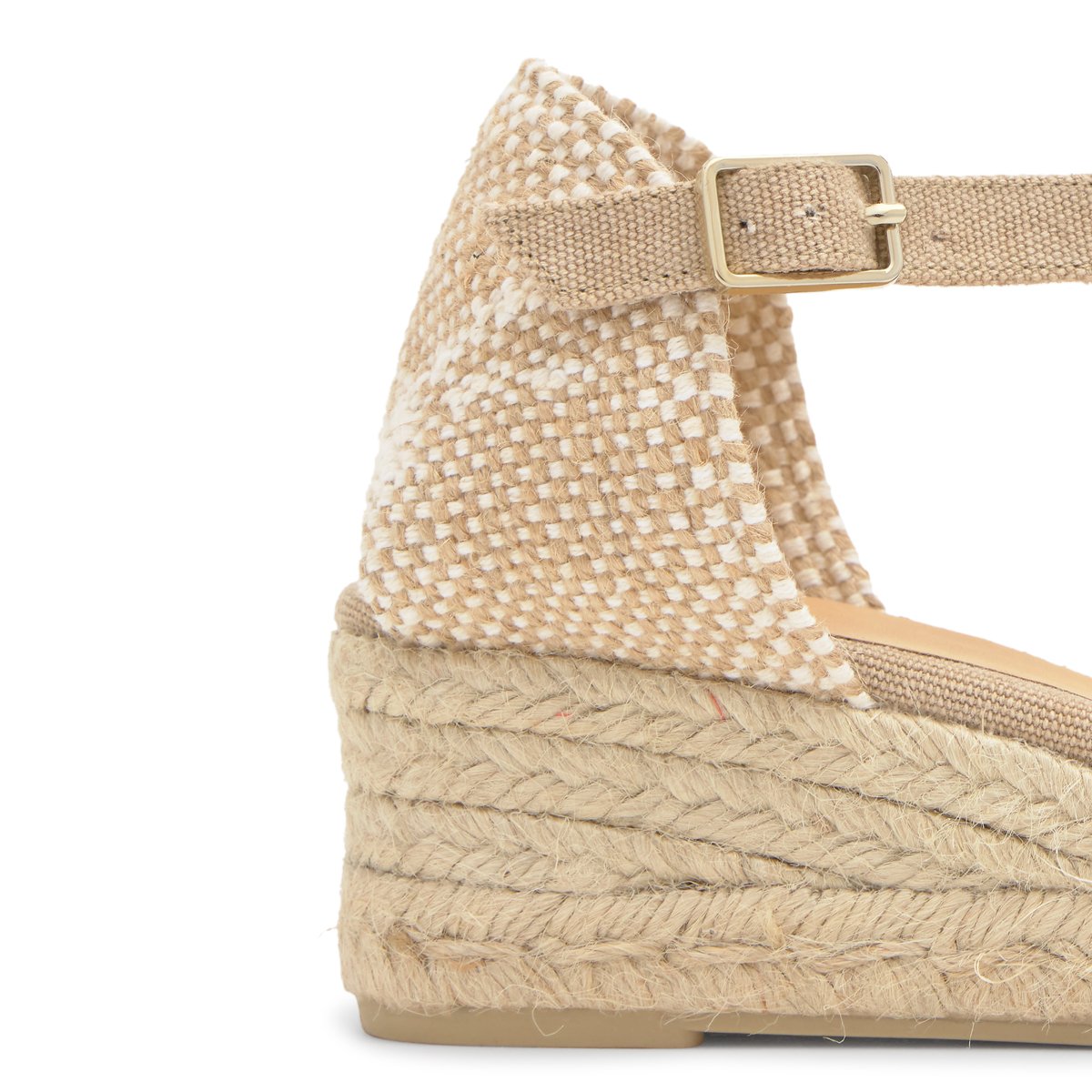 Espadrilles compensées à bride cheville et talon tressé CAROL PLATFORM sable, CASTANER