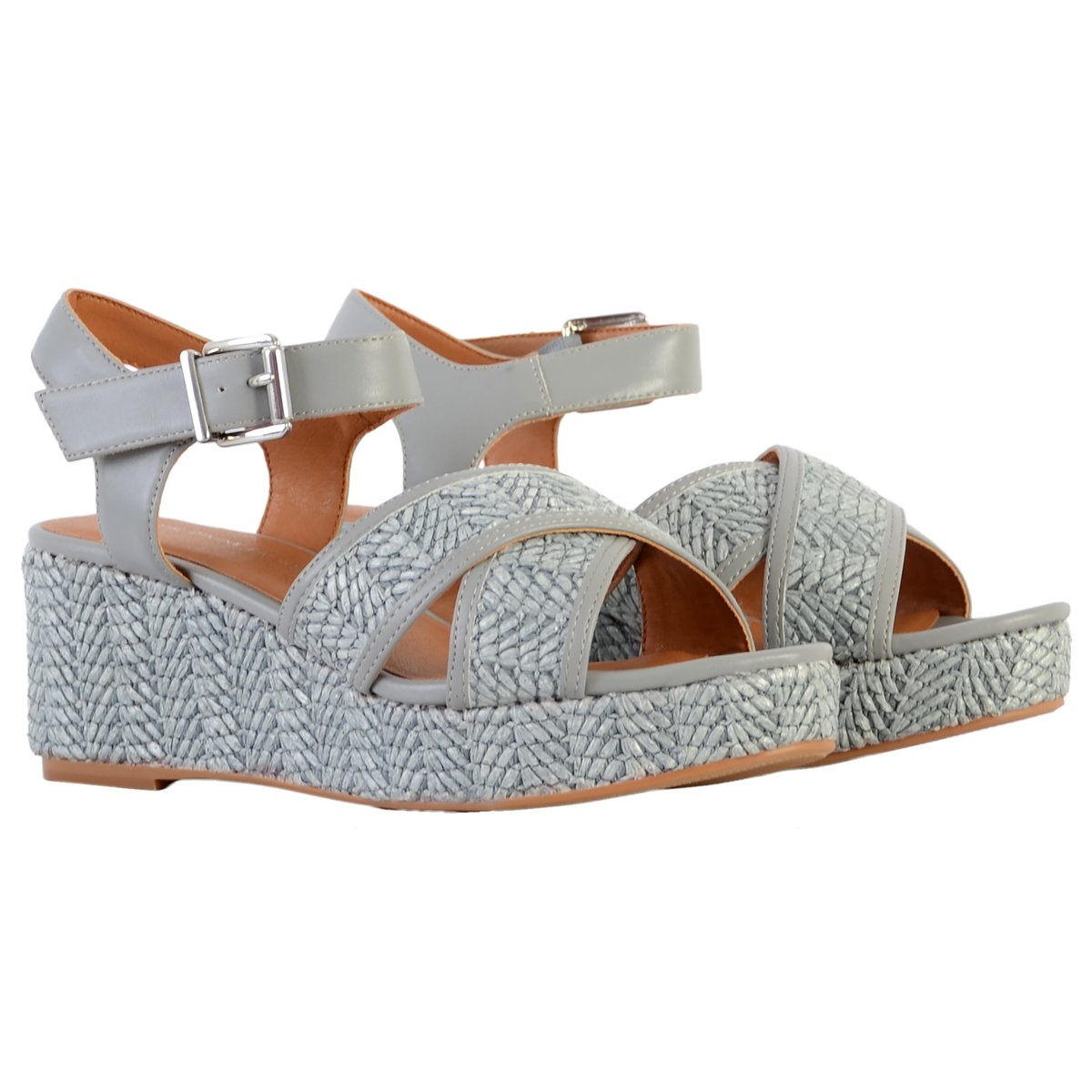 Sandale Compensée Ql4630 bleu, THE DIVINE FACTORY